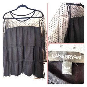 Lane Bryant black top with polka dot lace